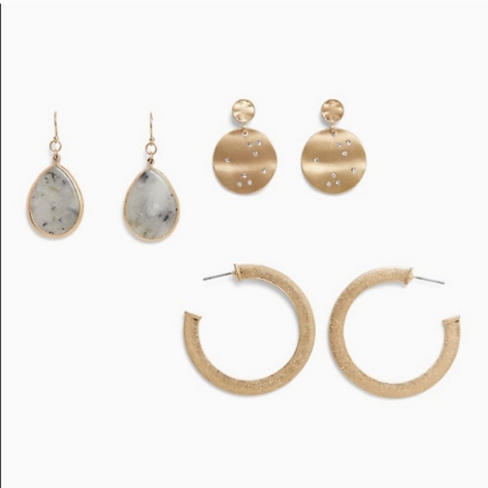 TORRID Gold Tone Jasper Teardrop & Hoop Set - Picture 1 of 1